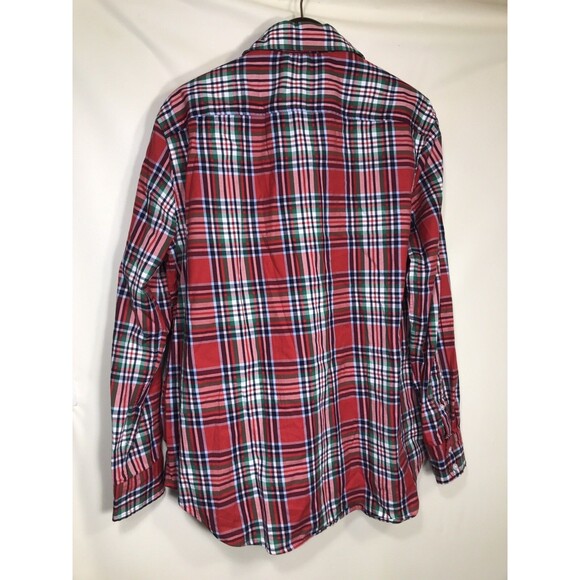 Crown & Ivy top large Red plaid womens button up cotton casual - Picture 5 of 7
